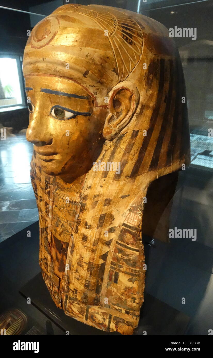 Masque funéraire de l'Égypte ancienne. Greco-Egyptian ptolémaïque (304-30, aC) Banque D'Images