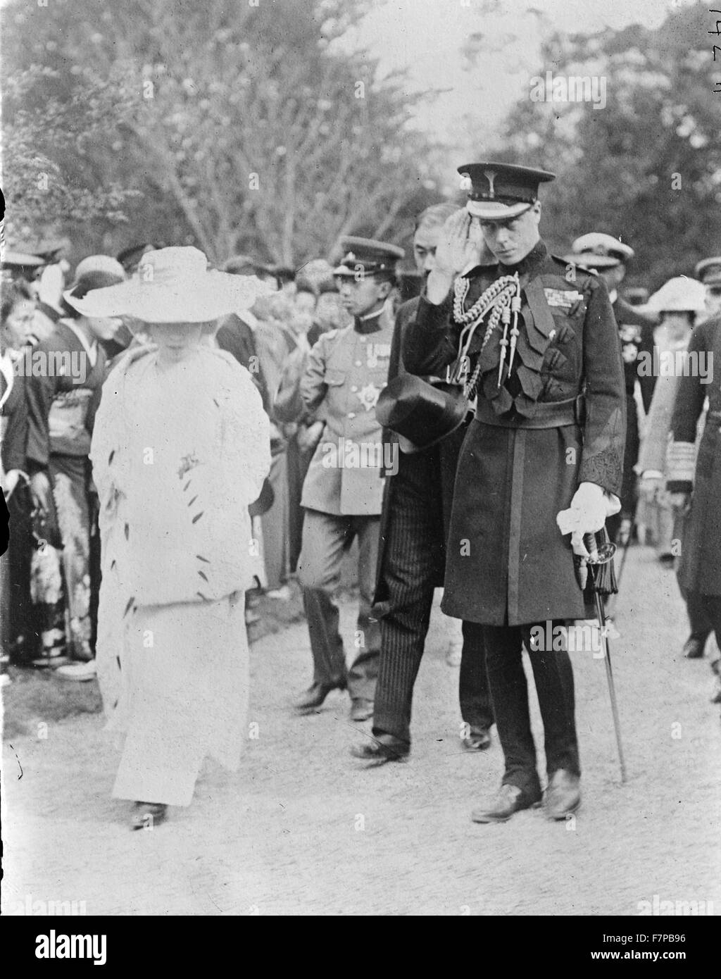 Négatif sur verre, du Prince de Galles avec l'Impératrice et le Prince Régent du Japon Banque D'Images