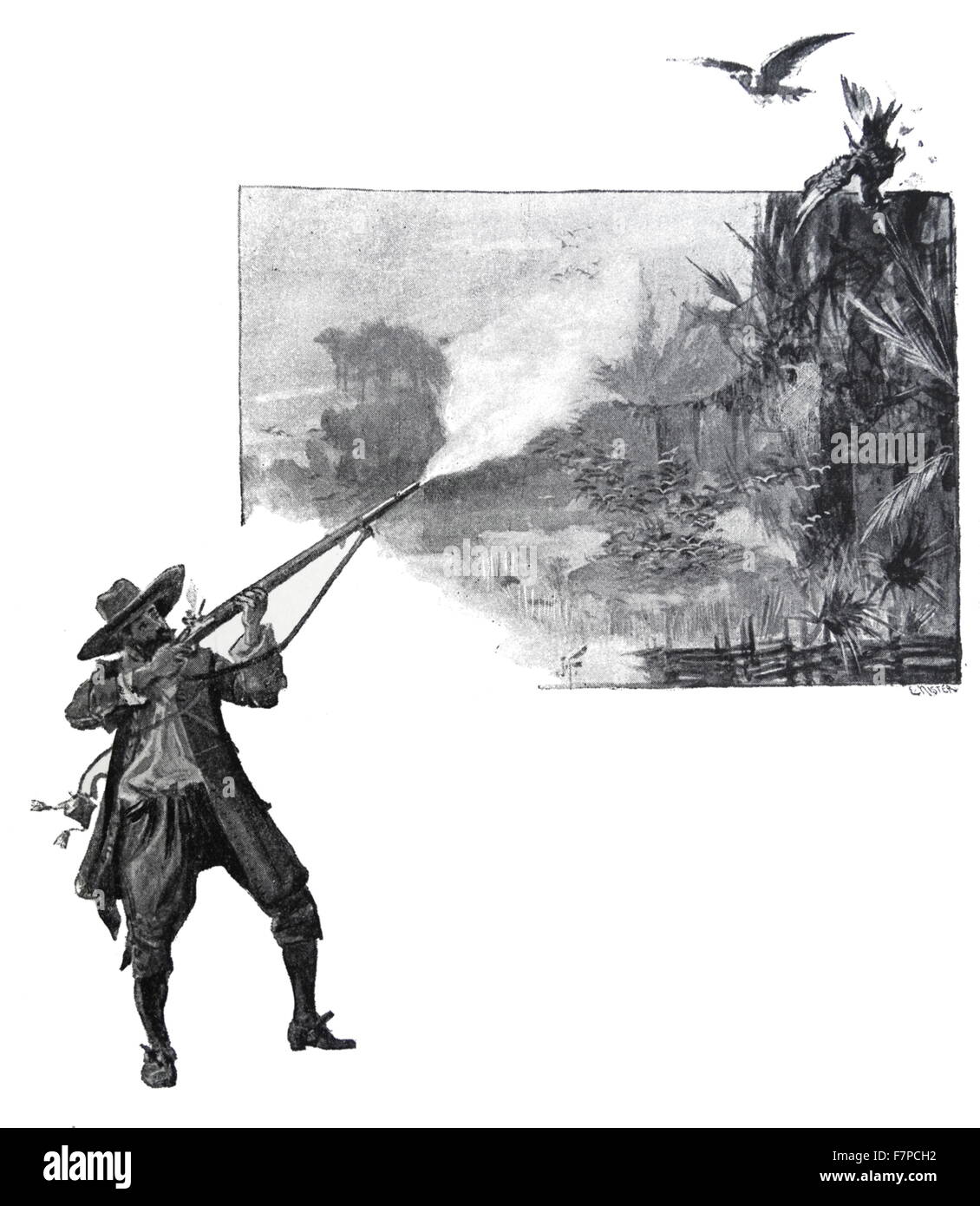 Illustration d'un dix-neuvième siècle, édition de 'Robinson Crusoe' un roman de Daniel Defoe. Le livre a été publié pour la première fois le 25 avril 1719. Il raconte l'histoire de Robinson Crusoé, échoué sur une île déserte depuis 28 ans et sa lutte pour la survie. Banque D'Images