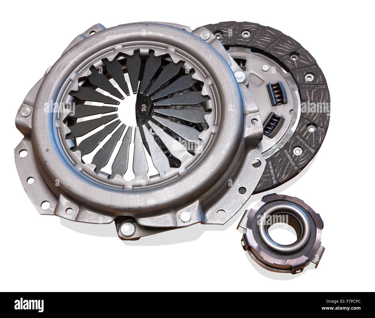 L'embrayage du moteur automobile. Isolated on white with clipping path Banque D'Images