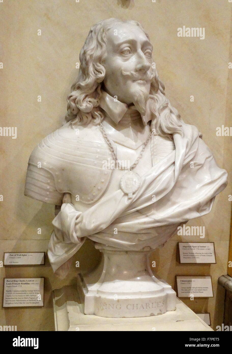 Buste en marbre du Roi Charles I par Louis-François Roubiliac (1695-1762) sculpteur français du style rococo. En date du 18e siècle Banque D'Images