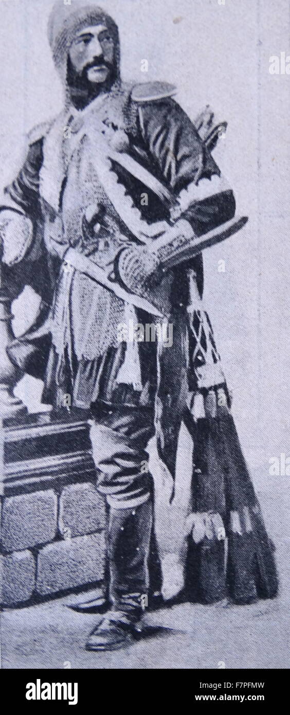 Guerrier cosaque russe médiévale dans chain mail Banque D'Images