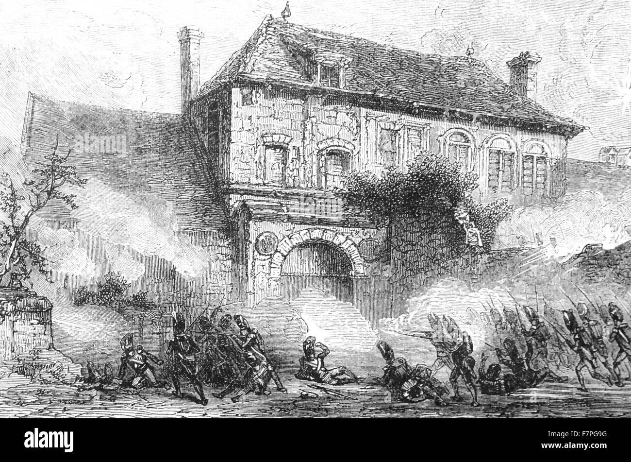 Château d'30 ans ferme, près de Waterloo, en Belgique, où les Britanniques et les autres forces alliées face l'Armée de Napoléon à la bataille de Waterloo le 18 juin 1815. Banque D'Images