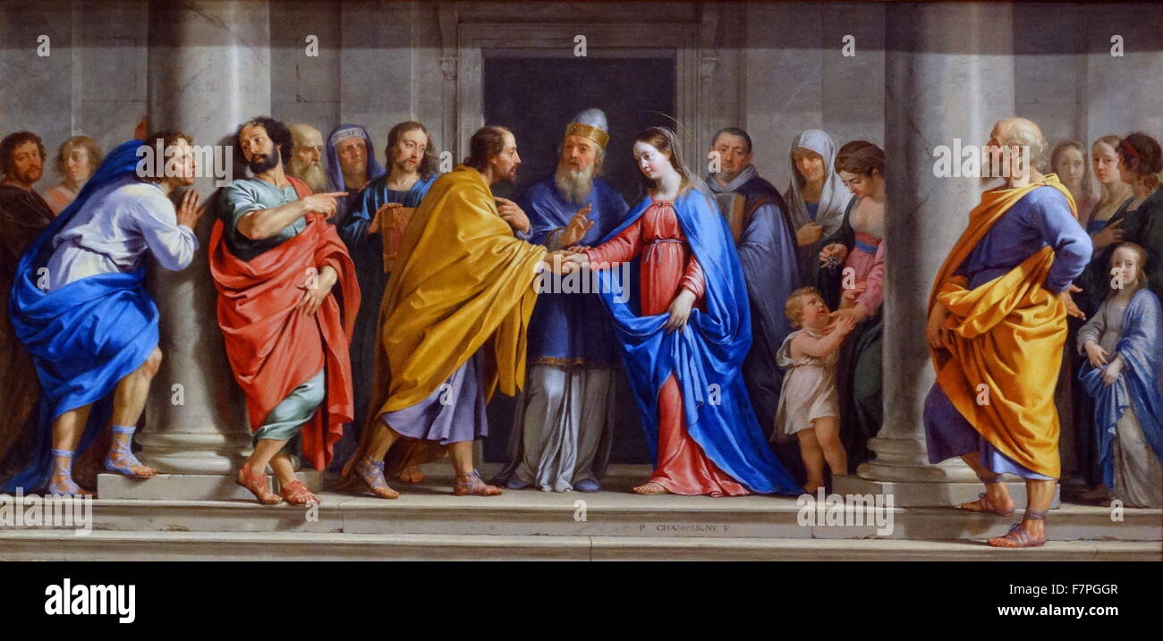 La peinture intitulée "Le mariage de la Vierge" par Philippe de Champaigne (1602-1674) Brabançon-né Français Baroque era painter, un représentant de l'école française. En date du 17e siècle Banque D'Images