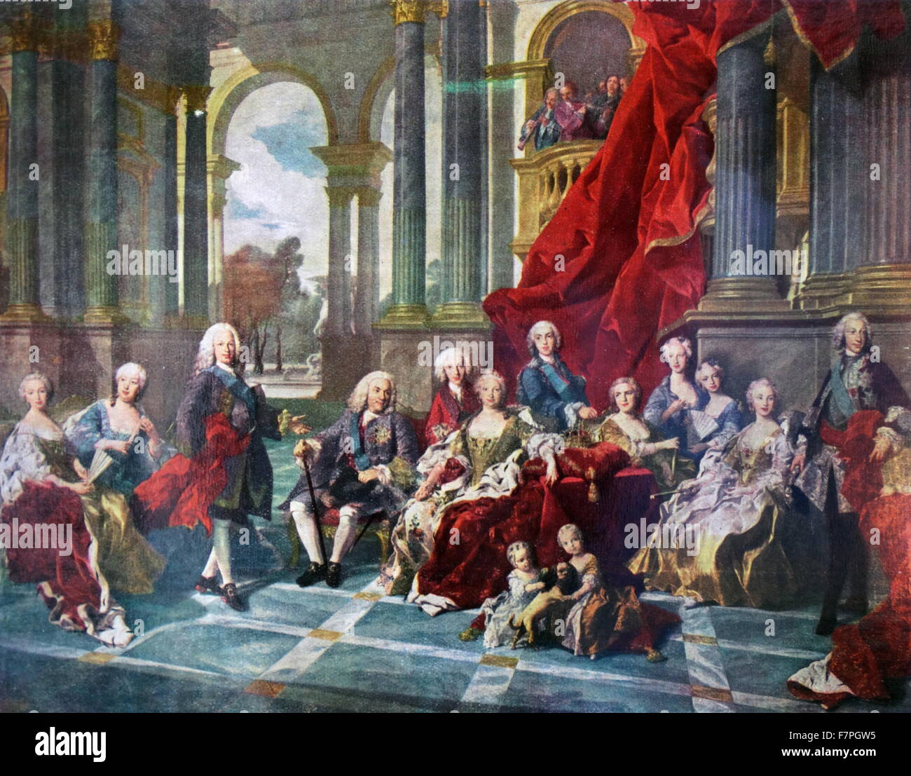 La famille de Philippe V (1743) par Louis Michel van Loo. Le roi Philippe V d'Espagne et de sa famille. Banque D'Images