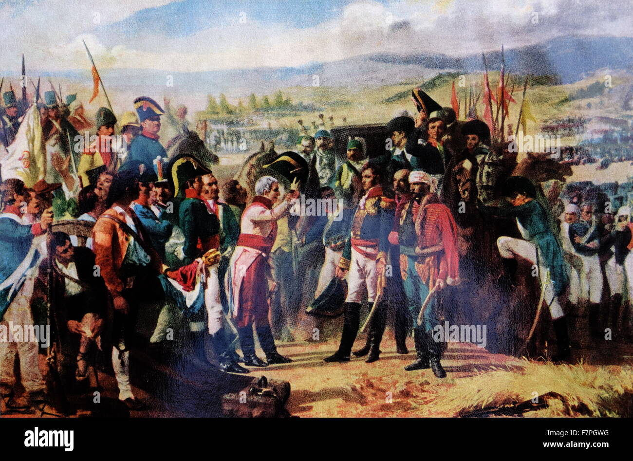 La peinture intitulée "La capitulation de Bailén" par José Casado del The Alisal (1830-1886) peintre espagnol. En date du 19e siècle Banque D'Images