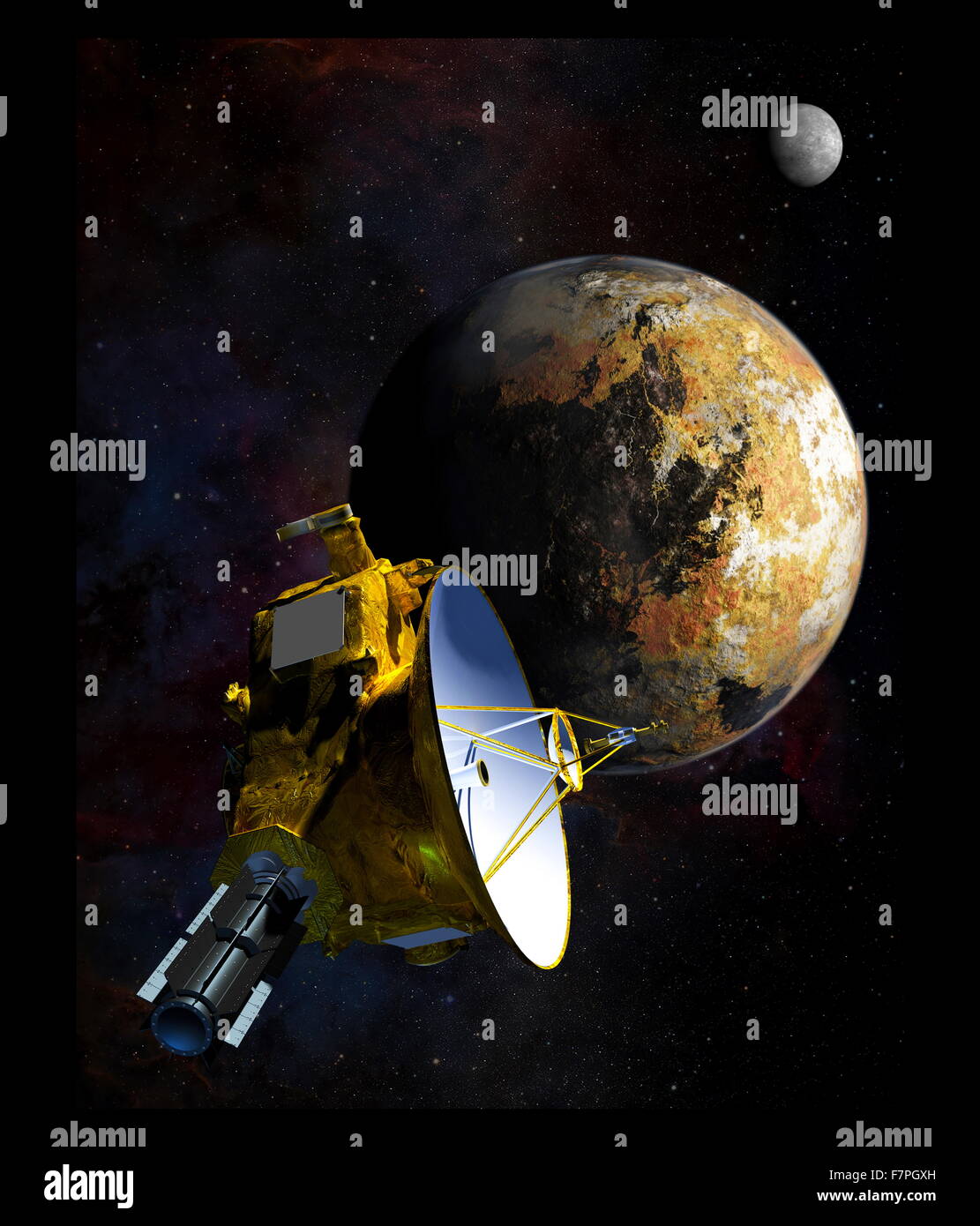 Vue d'artiste de la sonde spatiale New Horizons. Datée 2015 Banque D'Images