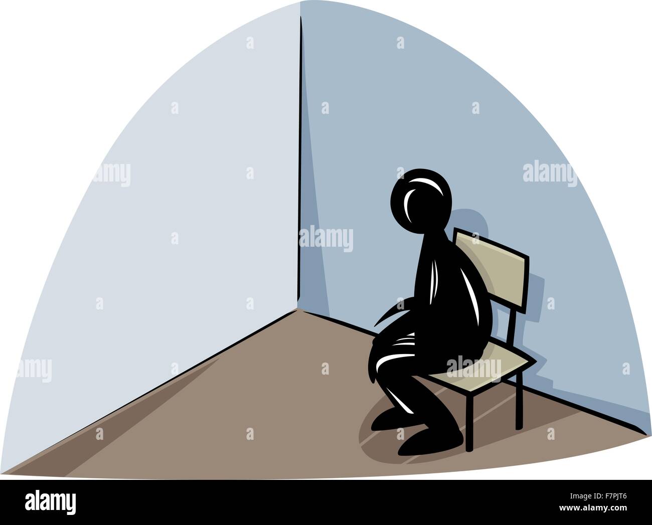 Homme triste solitaire sur une chaise Concept Illustration Illustration de Vecteur