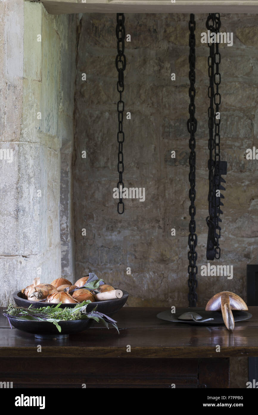 Une vue de l'intérieur de Woolsthorpe Manor, Lincolnshire. Woolsthorpe Manor était la maison du scientifique et mathématicien Sir Isaac Newton. Banque D'Images