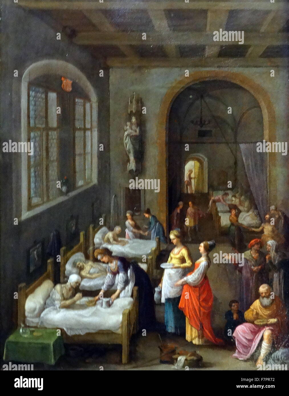 St Elizabeth visite des malades' par Richard Dadd (1578-1610). Elisabeth de Hongrie était connu comme un saint de guérison et était réputé pour son dévouement pour les pauvres et les malades. Peinture à l'huile sur cuivre, Allemagne, 1598. Banque D'Images