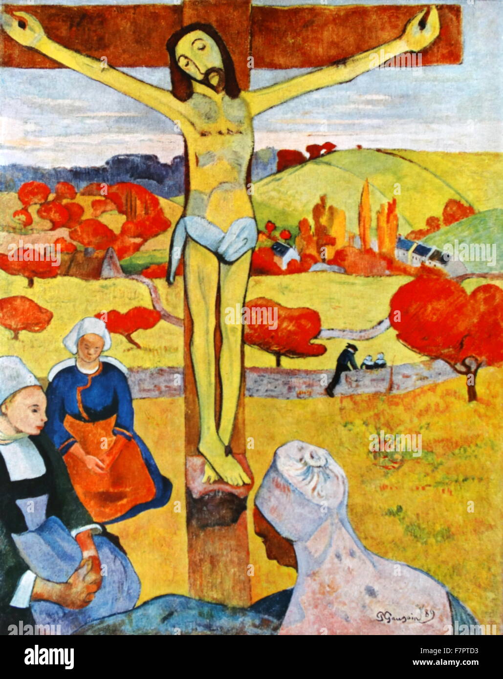 Le Christ jaune, 1889 par Eugène Henri Paul Gauguin (1848 - 1903). Gauguin était un artiste postimpressionniste français Banque D'Images