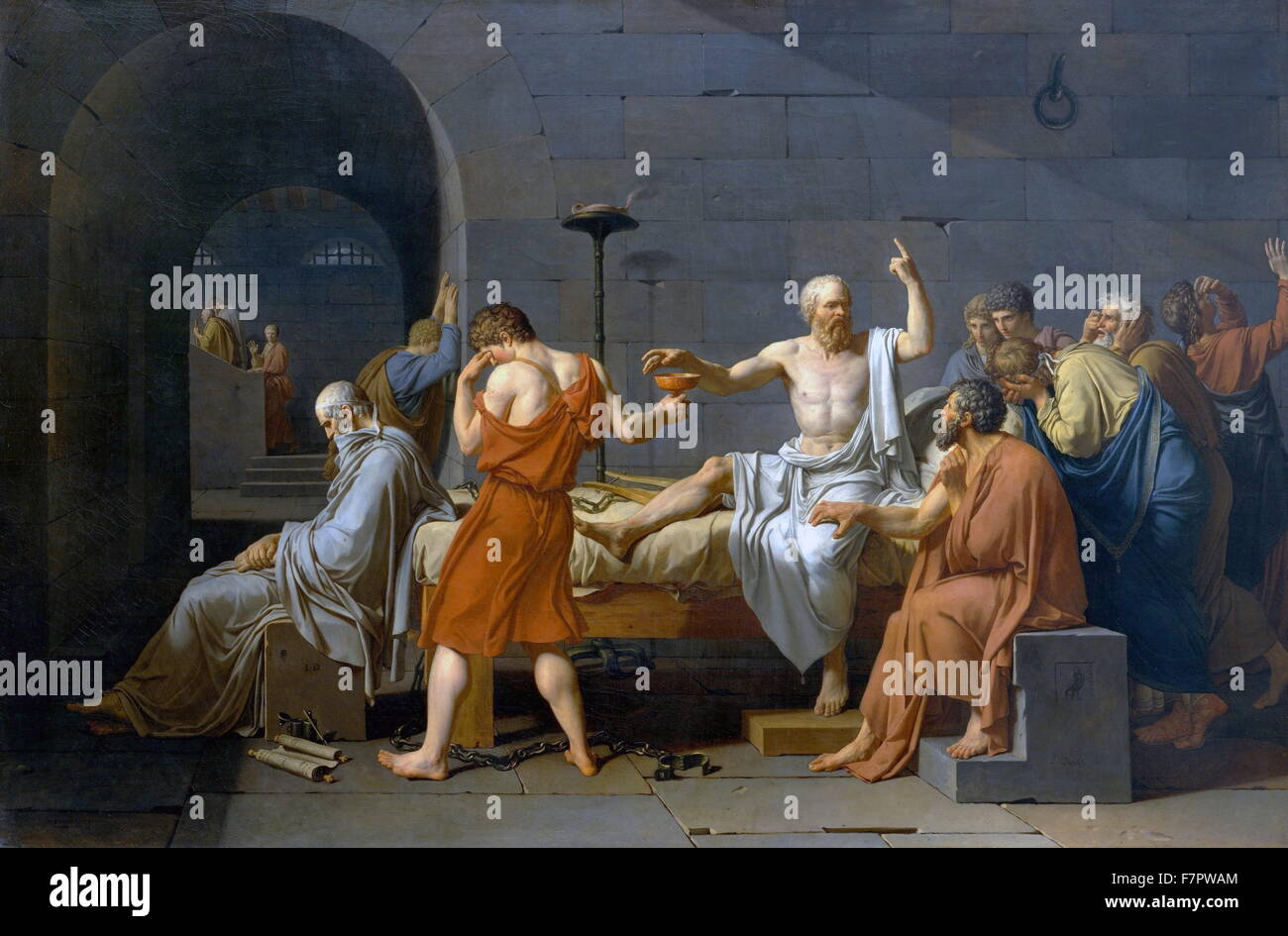 La mort de Socrate par Jacques-Louis David (1748-1825), 1787. Huile sur toile. Banque D'Images