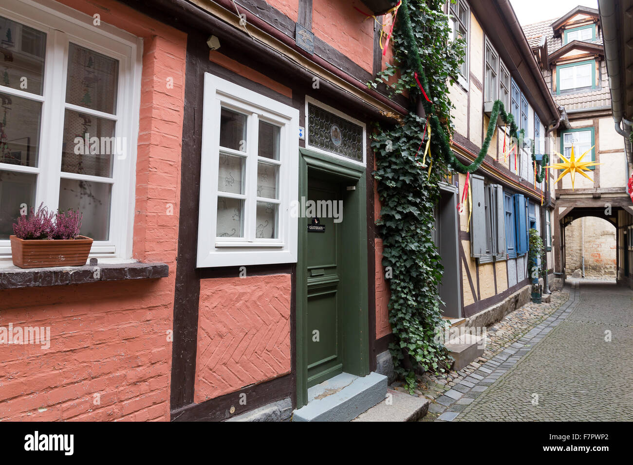 Ancienne Half-Timbered Maisons de Quedlinburg, Allemagne Banque D'Images Ancienne Half-Timbered Maisons de Quedlinburg, Allemagne Banque D'Images