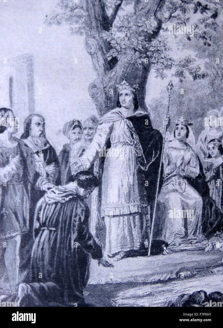 Louis IX (25 avril 1214 - 25 août 1270), communément connu sous le nom de Saint Louis, était un Roi Capétien de France qui régna de 1226 jusqu'à sa mort. Louis fut couronné à Reims, à l'âge de 12 ans, après la mort de son père Louis VIII le Lion, bien que sa mère, Blanche de Castille, a gouverné le royaume jusqu'à ce qu'il atteint sa maturité Banque D'Images