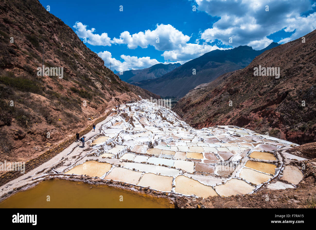 Salinas de Maras, les mines de sel près de Cusco, Pérou Banque D'Images