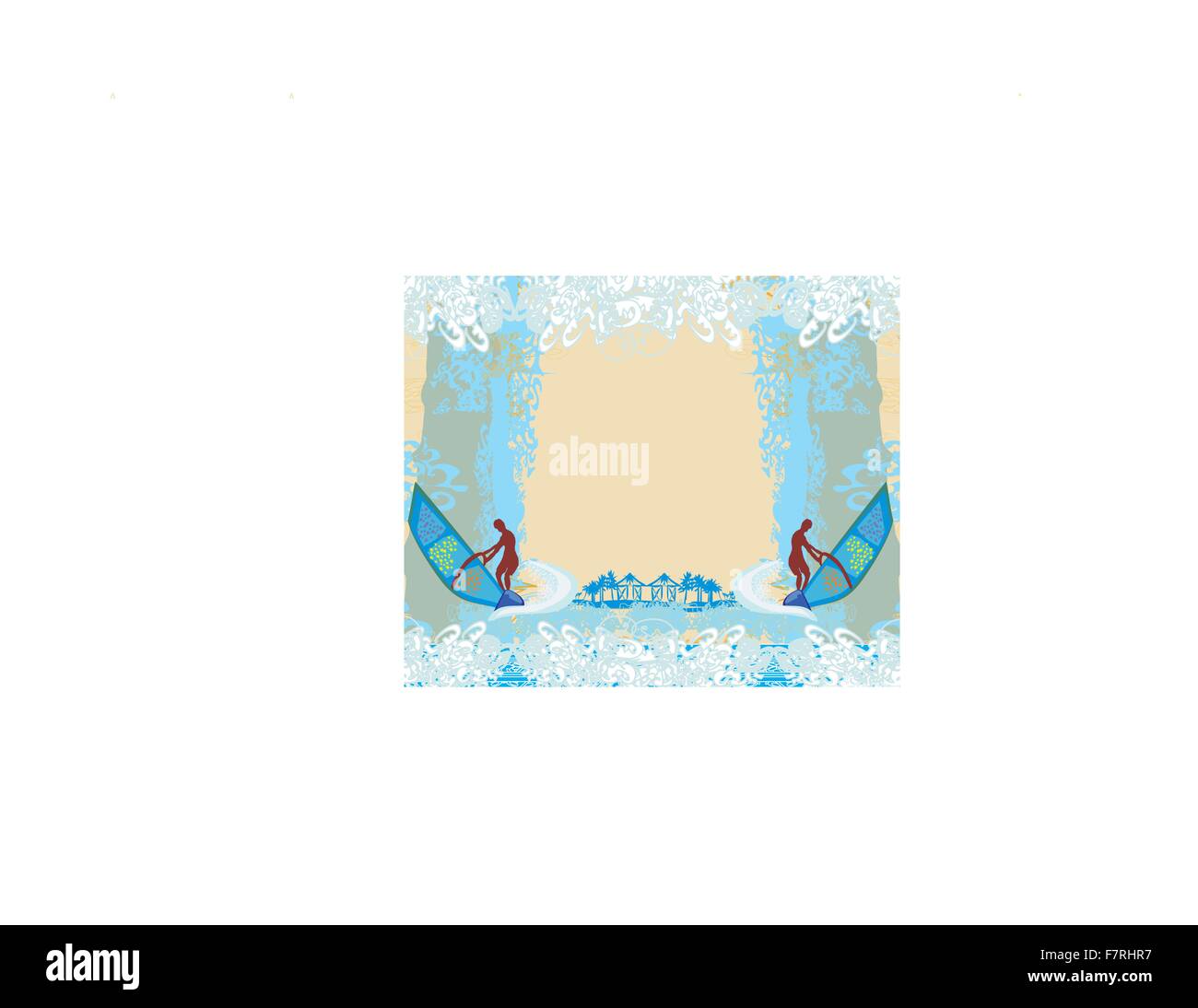 Windsurfer sur la vague - cadre abstrait Illustration de Vecteur