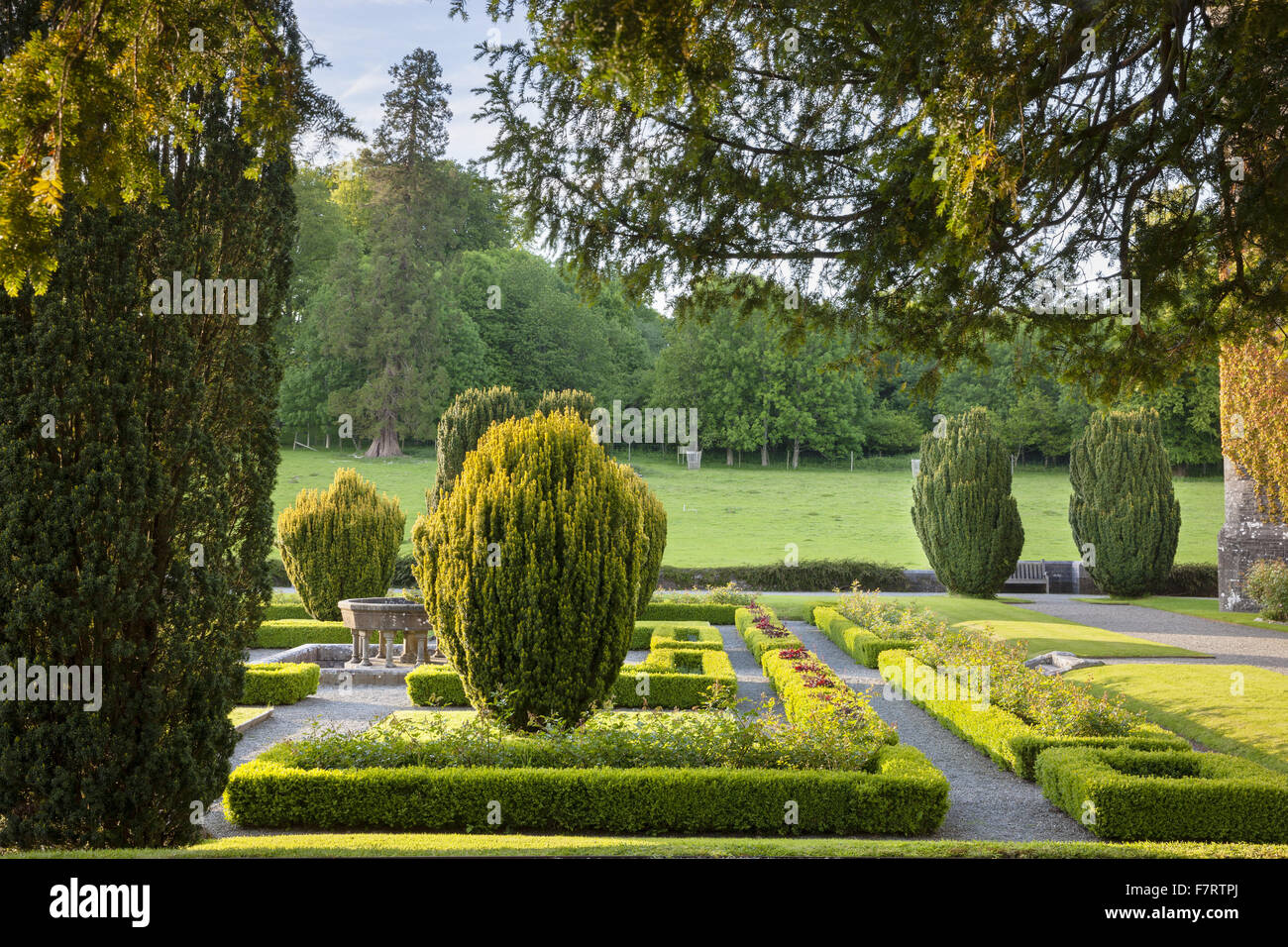 Le jardin à Dinefwr, Carmarthenshire, Pays de Galles. Dinefwr est une réserve naturelle nationale, maison historique et du xviiie siècle, le parc paysager entourant une cité médiévale deer park. Banque D'Images