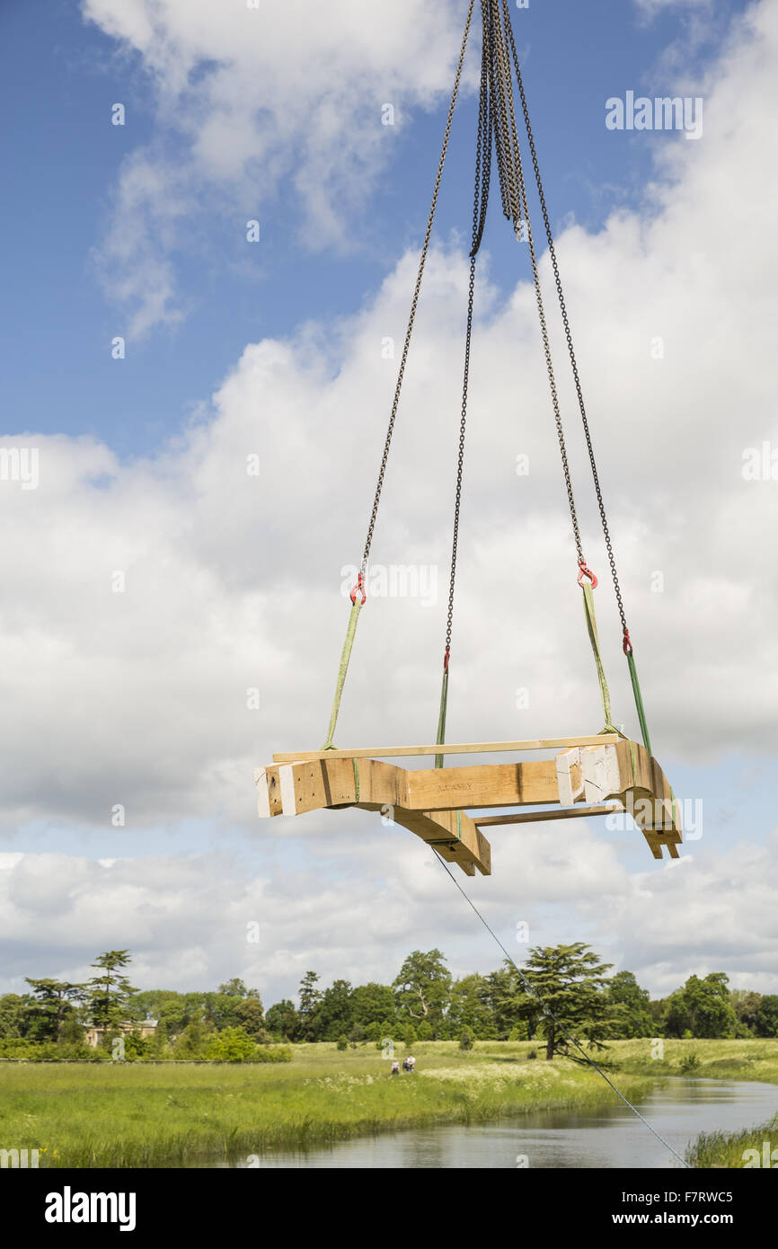 Les travaux de construction à Croome, Worcestershire. Une base aérienne de guerre secrète, aujourd'hui un centre des visiteurs, était autrefois un centre d'activité pour des milliers de personnes. L'extérieur est la plus grandiose des paysages anglais, 'Capability' Brown Première commission, magistrale avec commandin Banque D'Images