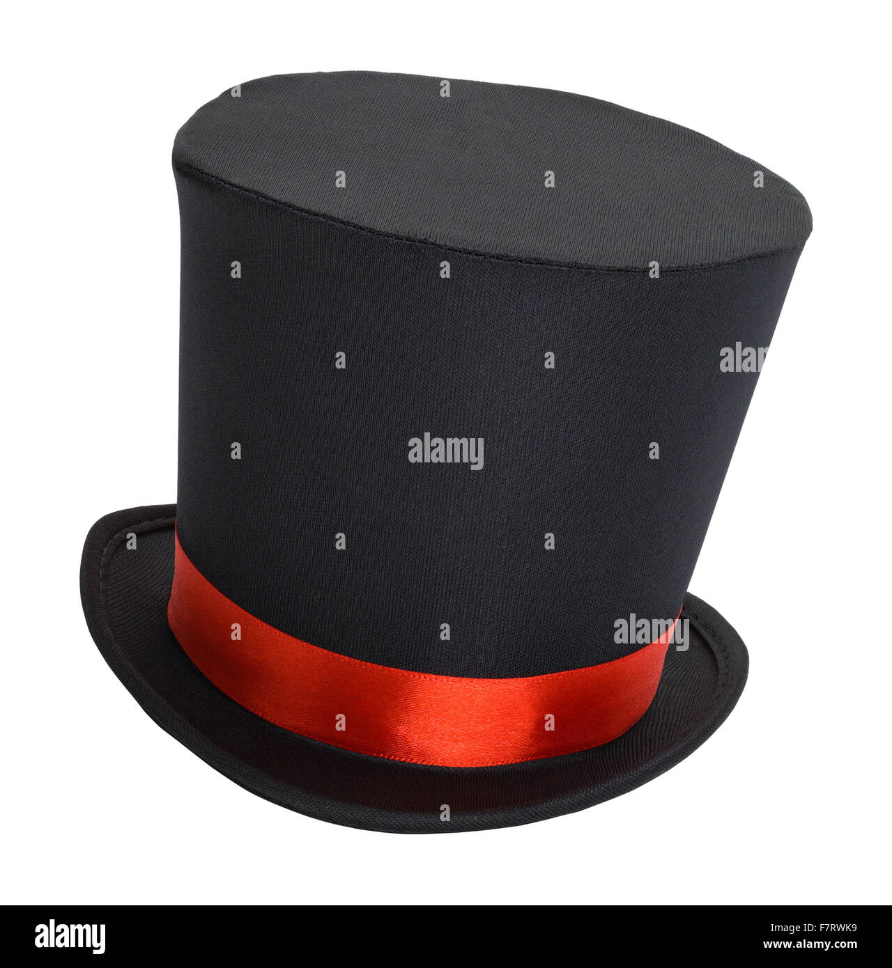 Top Hat avec ruban rouge isolé sur blanc. Banque D'Images