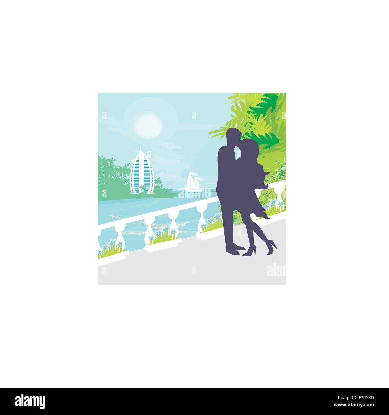 Couple, vacances tropicales Illustration de Vecteur