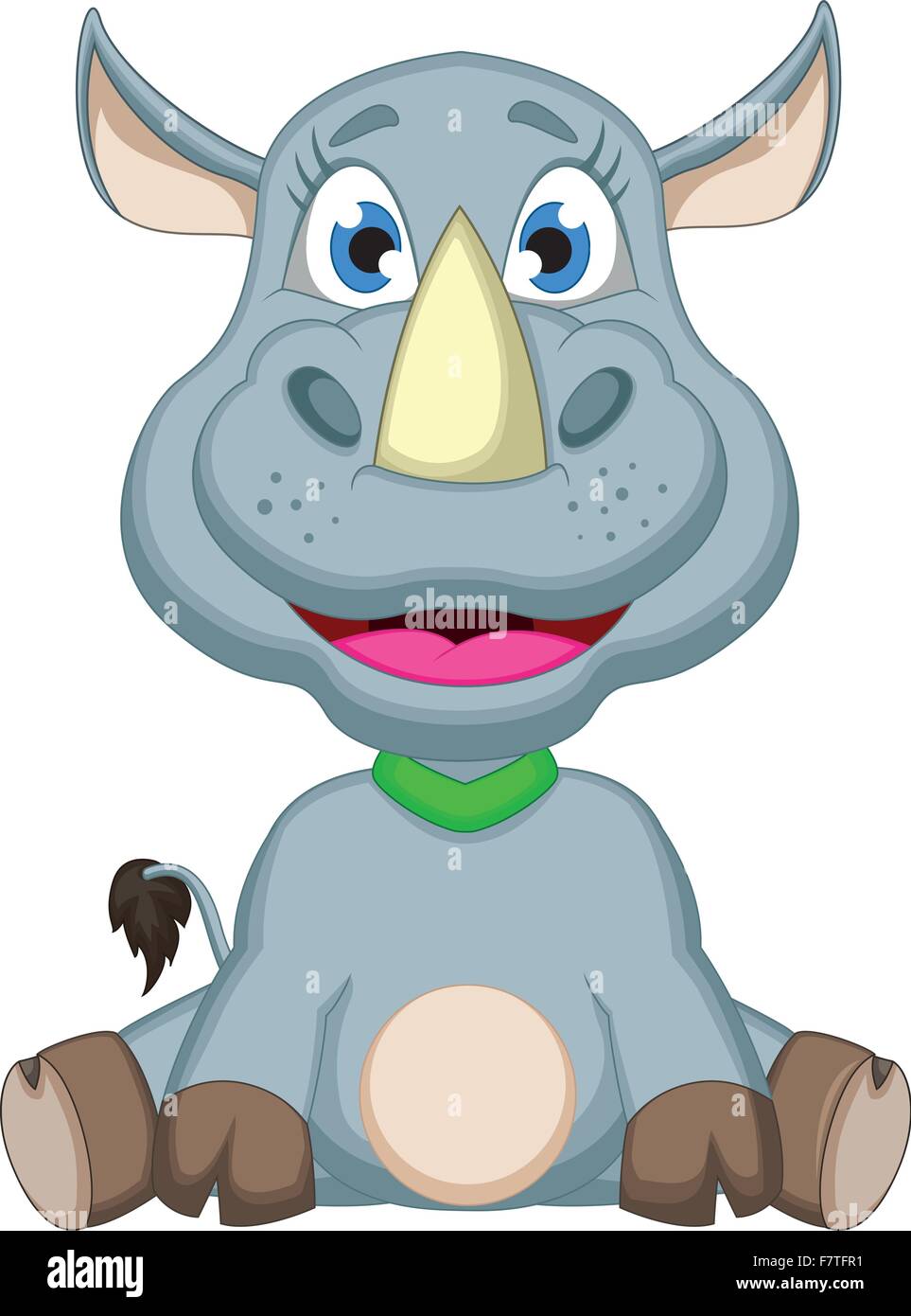 Rhino cute cartoon assis Illustration de Vecteur