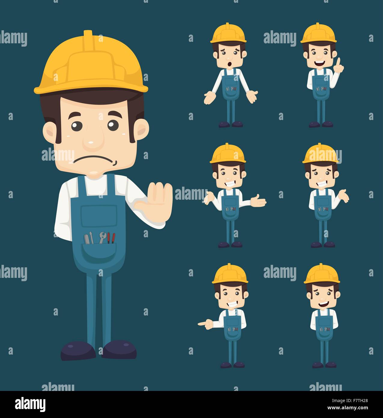 Jeu de caractères ingénieur pose Illustration de Vecteur