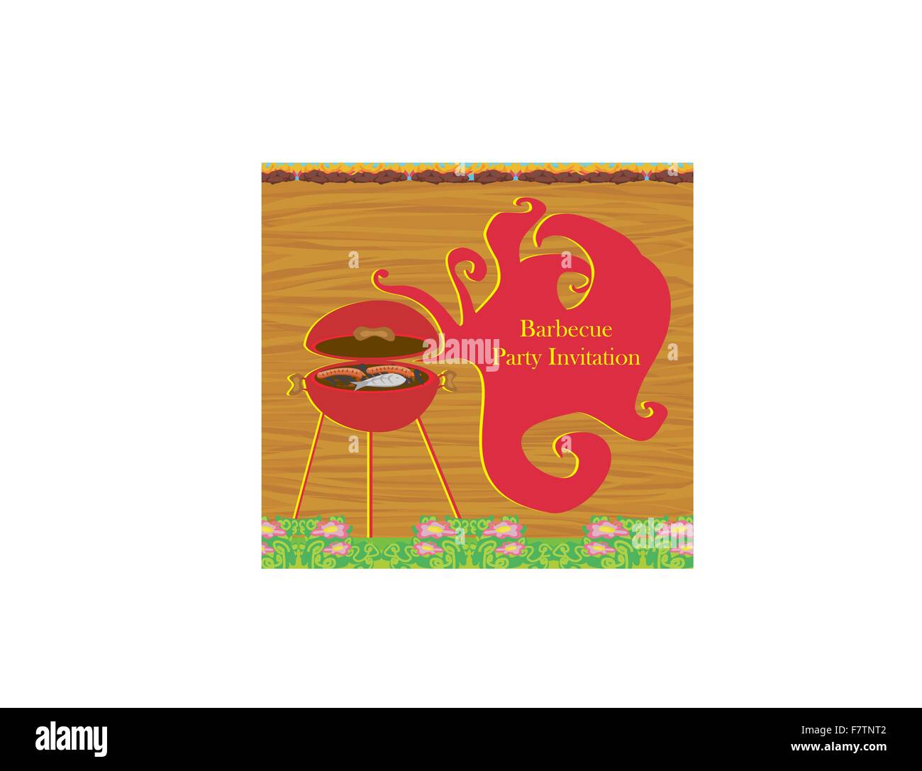 Barbecue Party Invitation Vintage Illustration de Vecteur