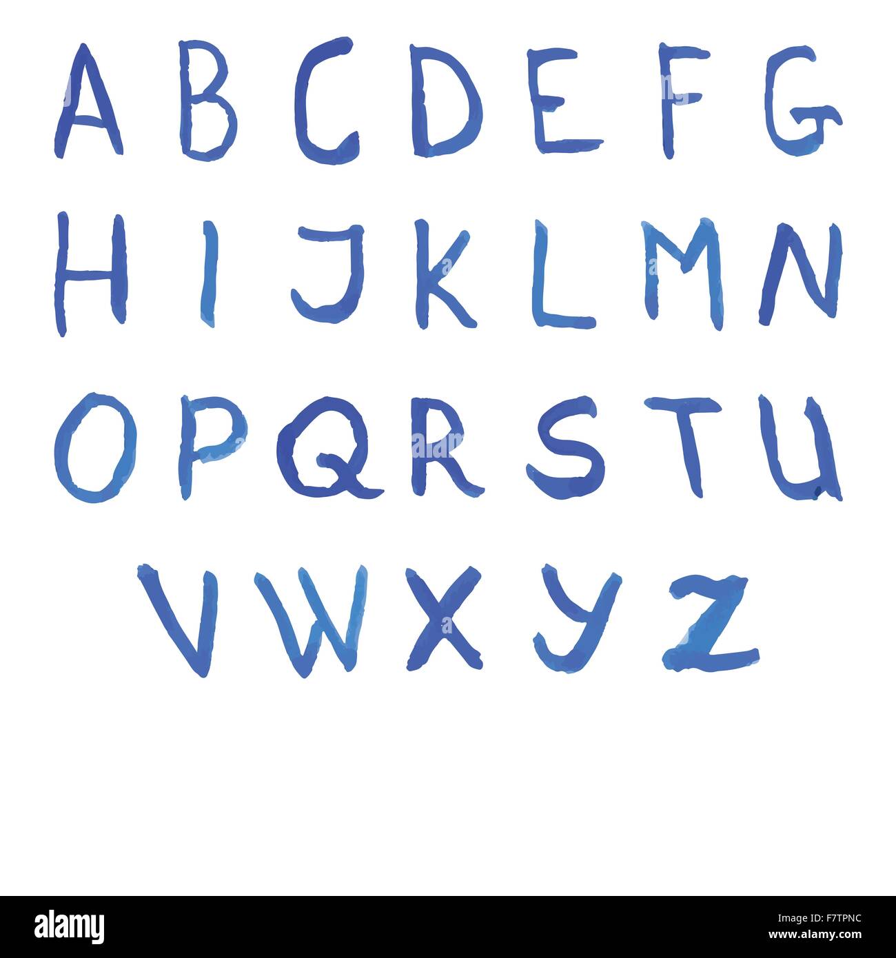 Vector font dans le bleu. Peinture à l'aquarelle. Illustration de Vecteur