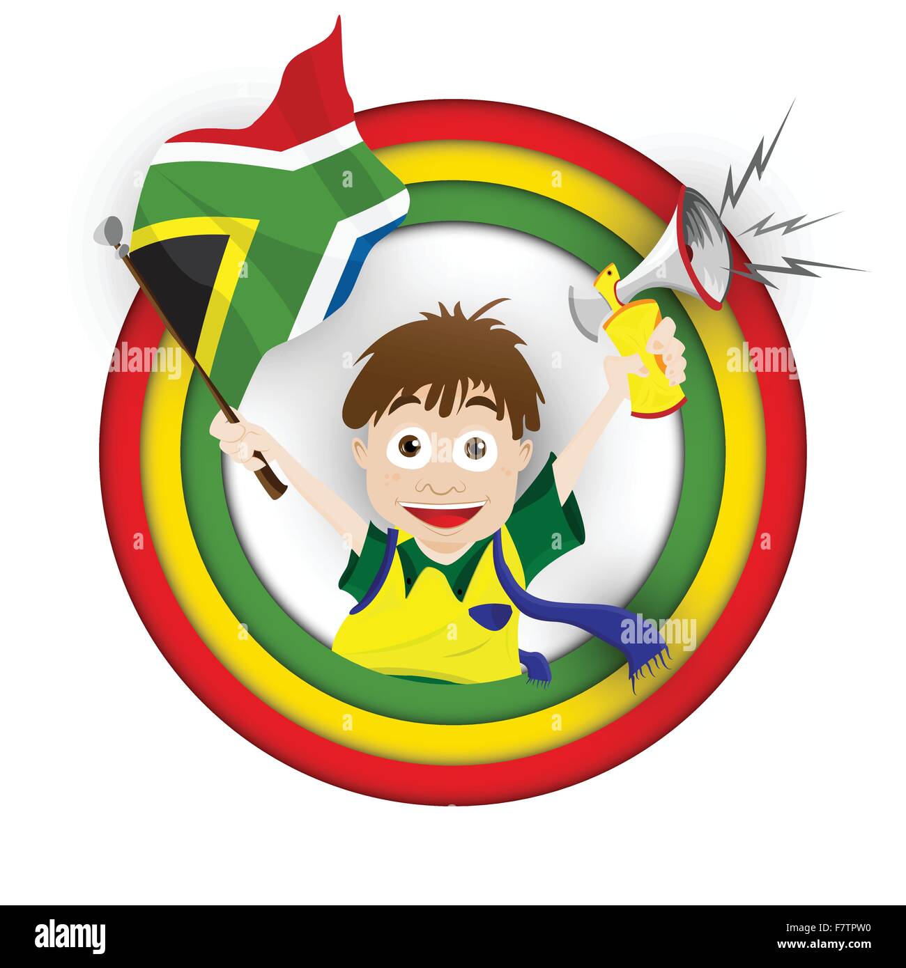 Afrique du Sud Soccer Fan Flag Cartoon Illustration de Vecteur