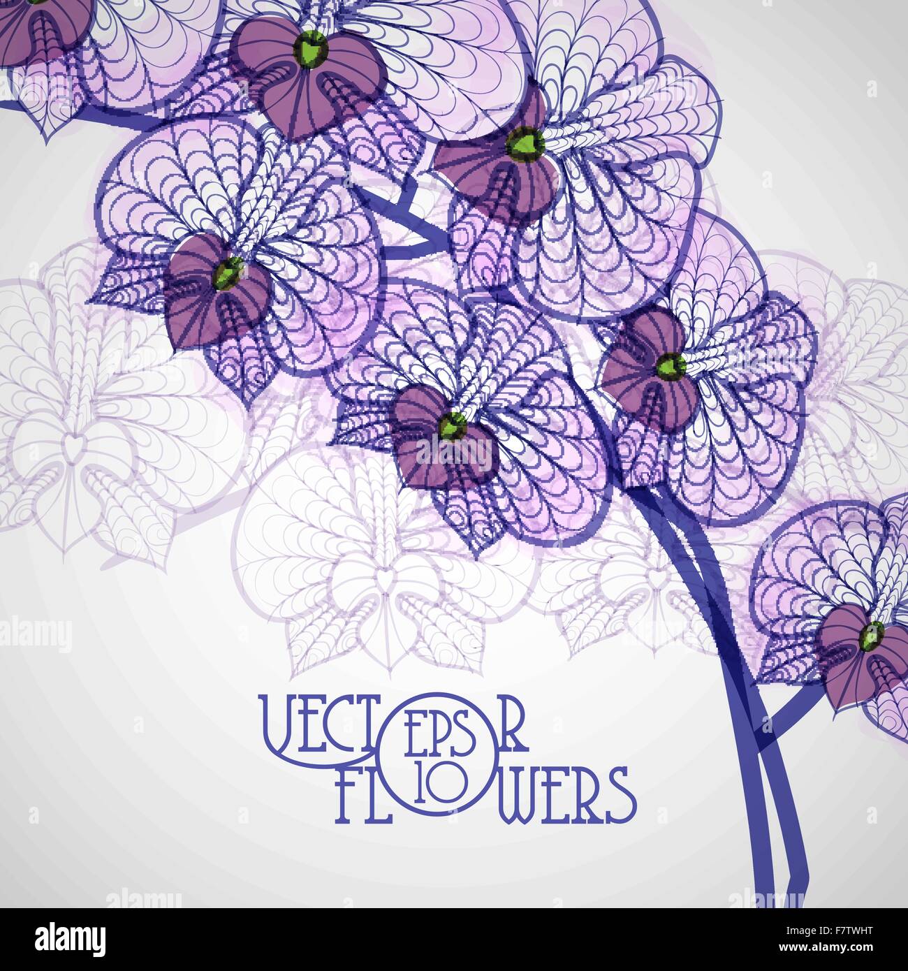 Dessin à la main orchidée, fleur. Illustration de Vecteur