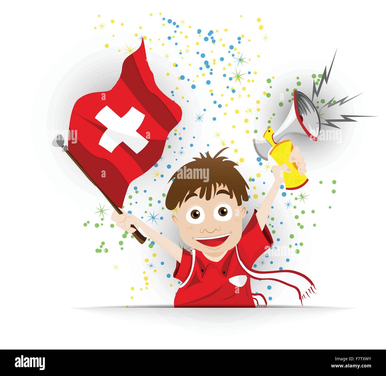 La Suisse Soccer Fan Flag Cartoon Illustration de Vecteur