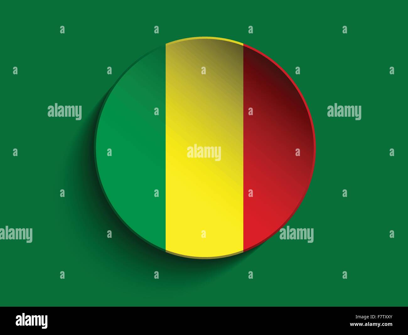 Drapeau Mali cercle de papier bouton d'ombre Illustration de Vecteur