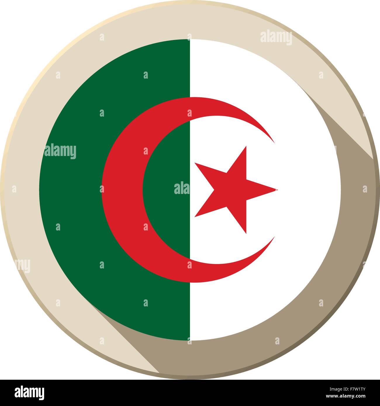 Drapeau de l'Algérie moderne l'icône du bouton Illustration de Vecteur