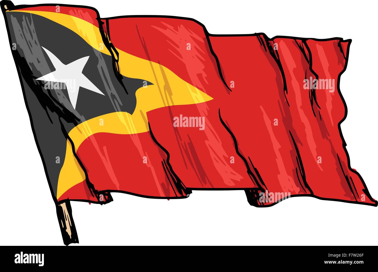 Drapeau du Timor oriental Illustration de Vecteur