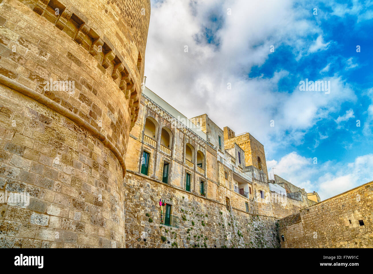 Le centre historique d'Otrante, ville côtière de Greek-Messapian origines en Italie Banque D'Images