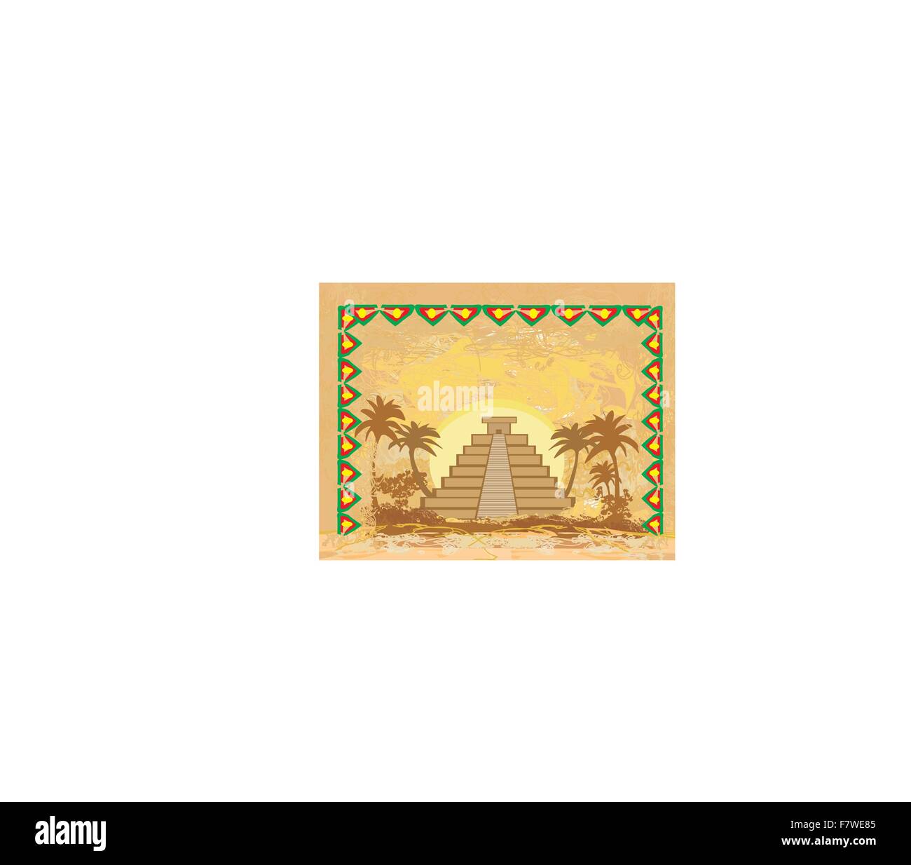 Pyramide Maya, Tulum, Mexique - grunge abstract background Illustration de Vecteur