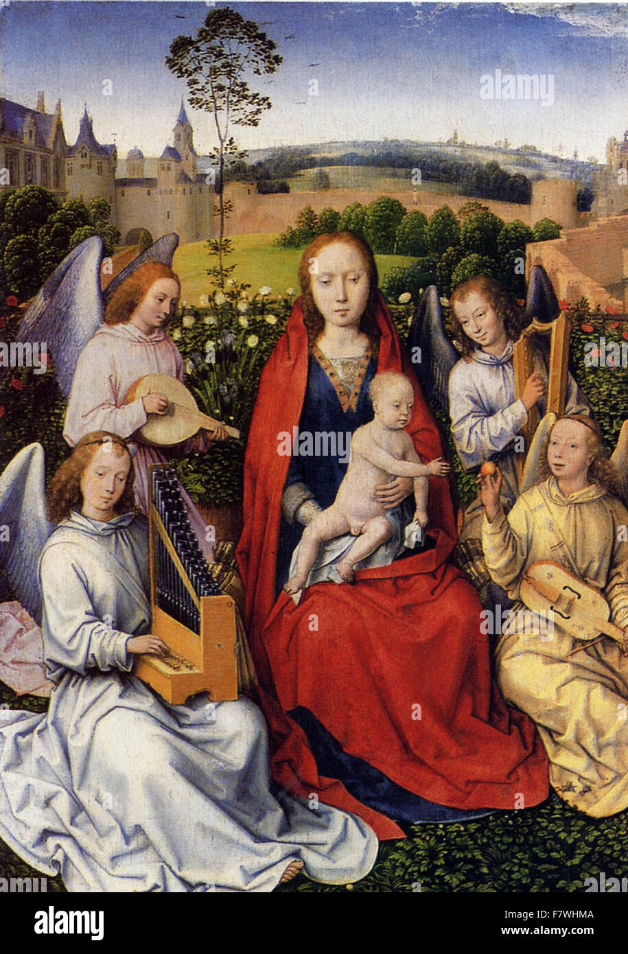 Hans Memling - Vierge à l'enfant avec des anges Banque D'Images