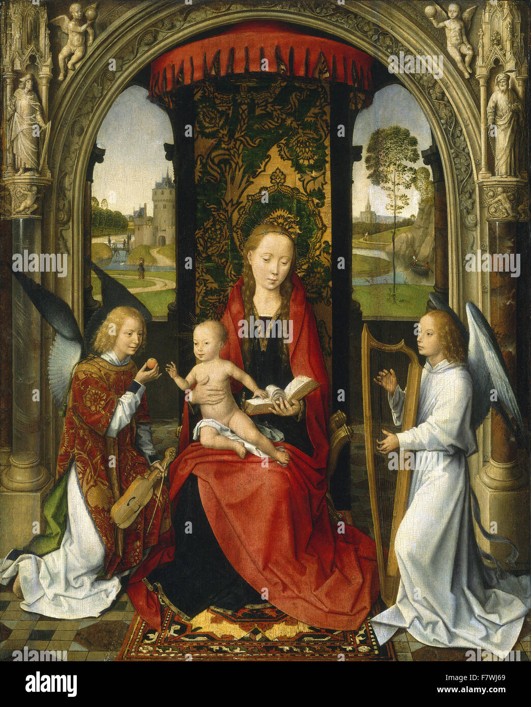 Hans Memling - Vierge à l'enfant avec des anges Banque D'Images