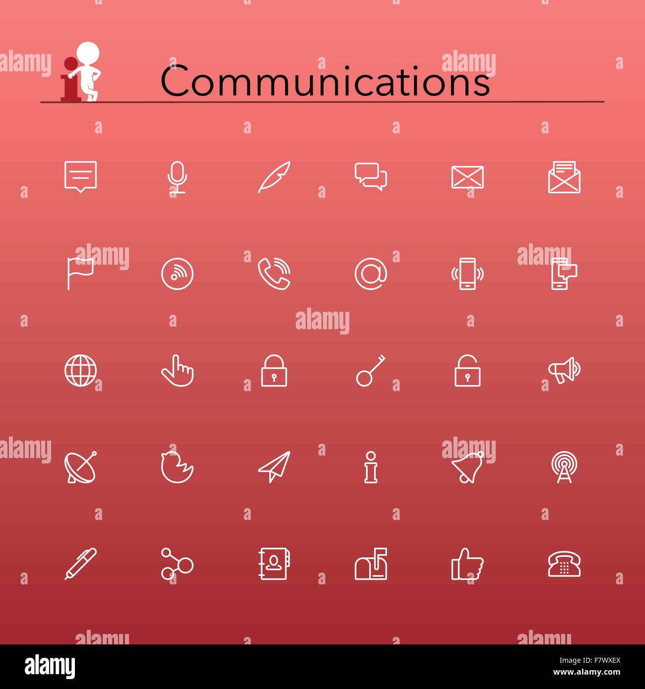 Icônes de ligne de communication Illustration de Vecteur