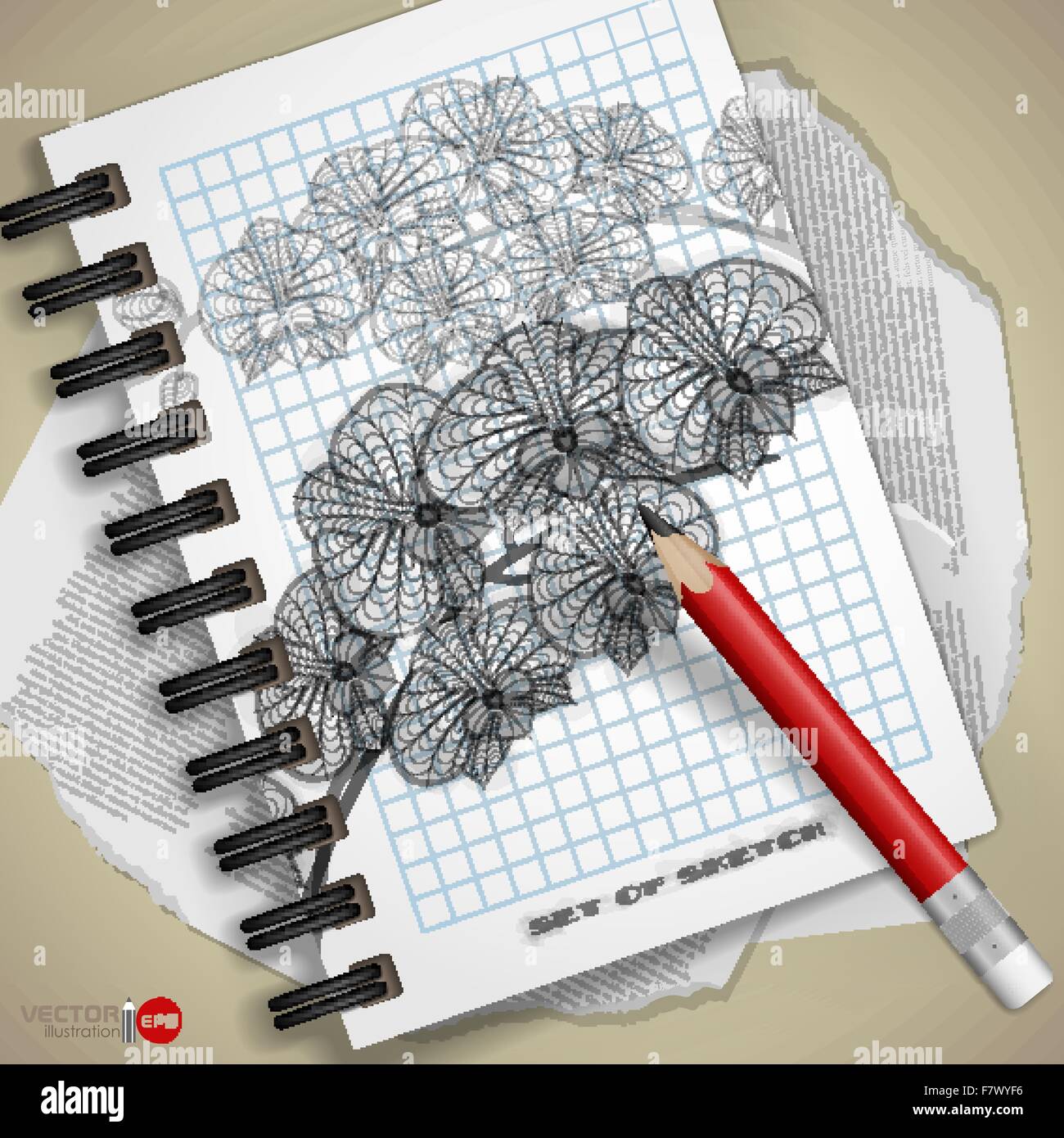 Divers éléments dessinés à la main, Illustration de Vecteur