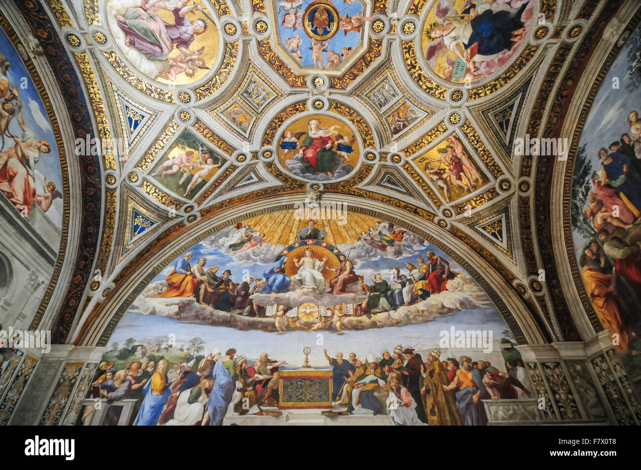 Fresque au plafond de Stanza della la signature dans les Musées du Vatican, Vatican Banque D'Images Fresque au plafond de Stanza della la signature dans les Musées du Vatican, Vatican Banque D'Images