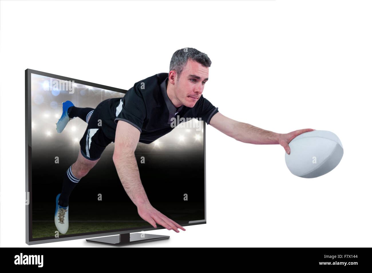 Image composite d'un joueur de rugby d'une notation essayez Banque D'Images
