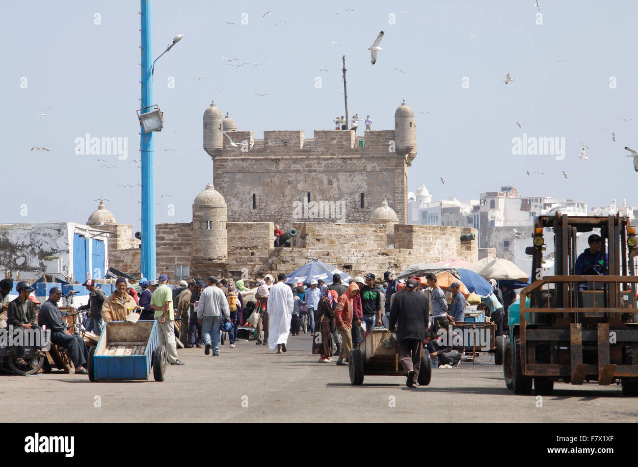 Skala du port historique à Essaouira au Maroc Banque D'Images