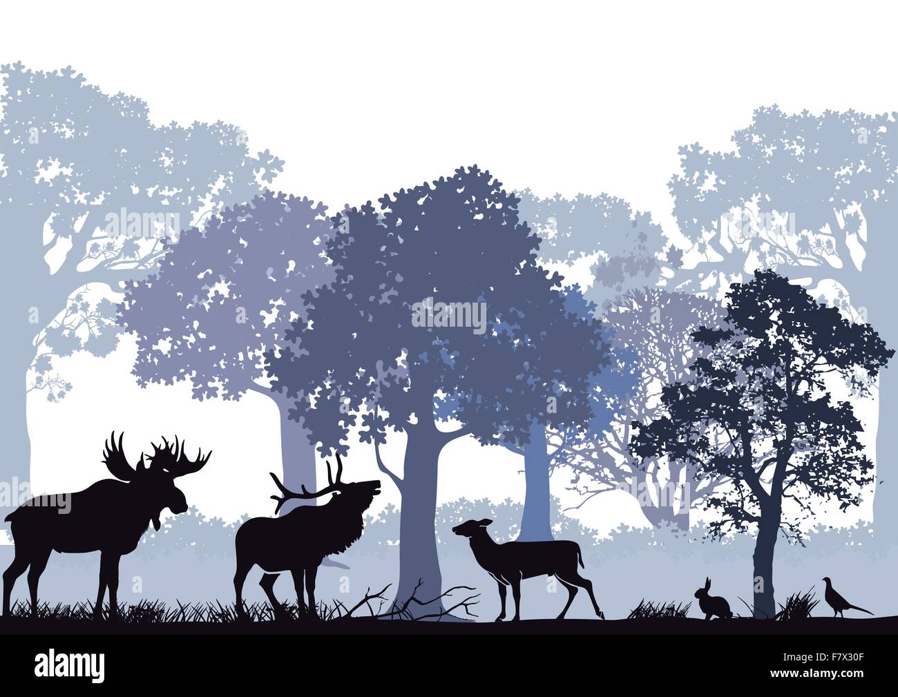 Avec Deer orignal dans la forêt Illustration de Vecteur