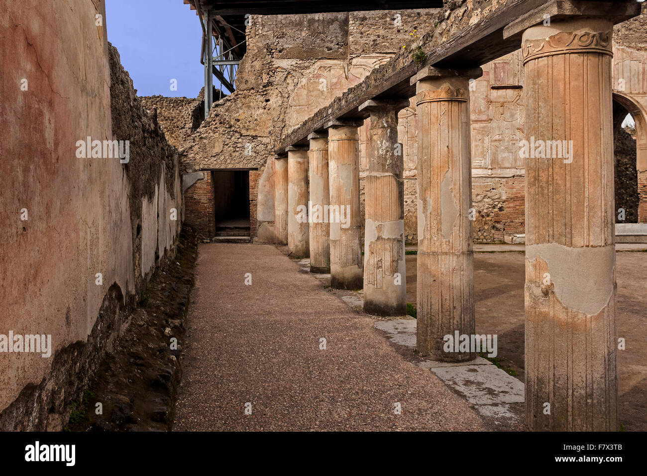 Thermes de Stabys Colonnade Campanula Pompéi Italie Banque D'Images