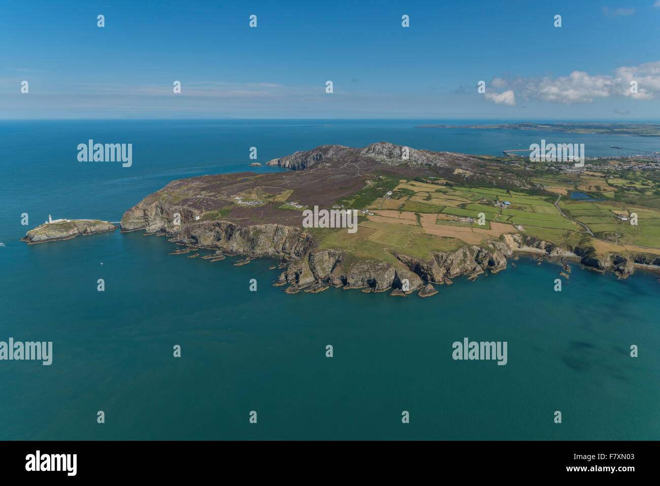 Vues aériennes de phare de South Stack sur l'Anglesey, au Pays de Galles Banque D'Images