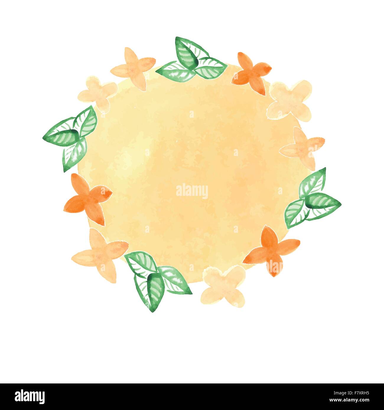 Belle carte de souhaits avec couronne de fleurs. Illustration lumineuse. Illustration de Vecteur