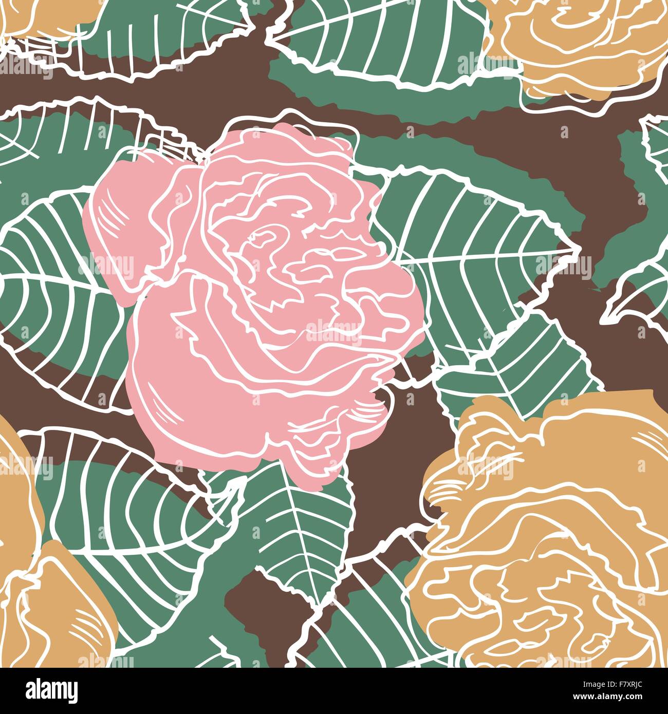 Rose Floral pattern style rétro en continu Illustration de Vecteur