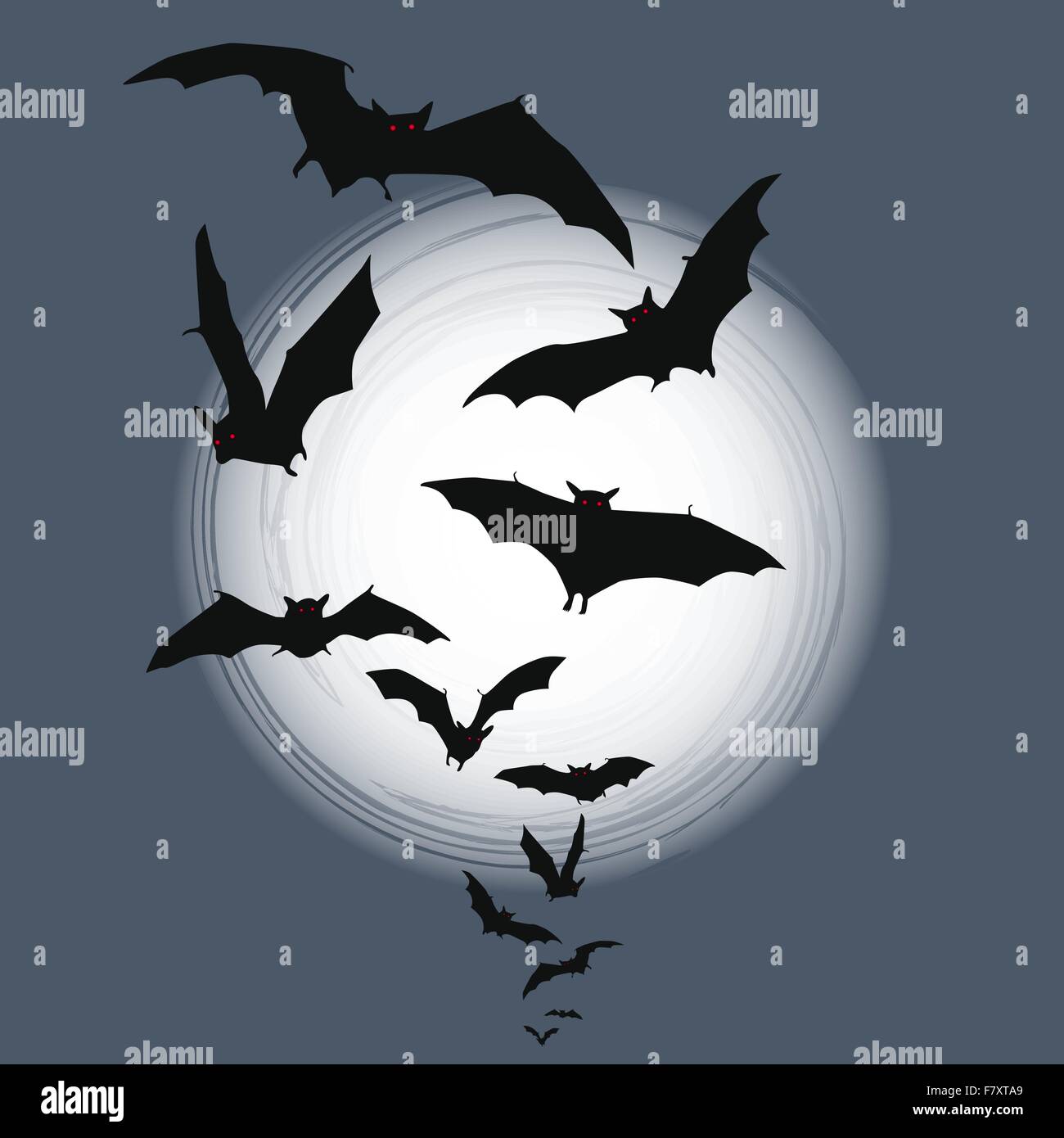 Contexte - Halloween chauves-souris en vol pleine lune Illustration de Vecteur