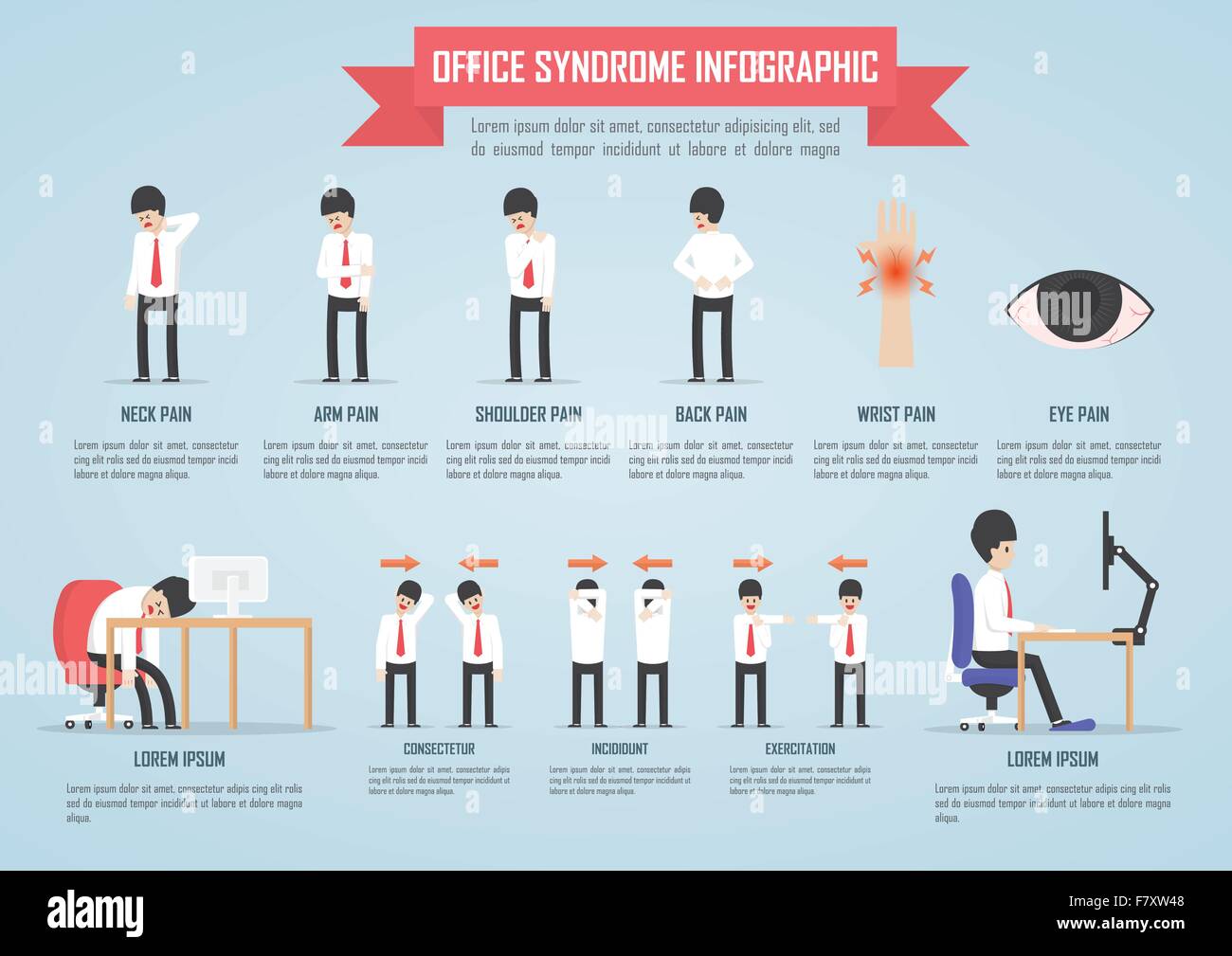 Syndrome de bureau infographie template design, vecteur, EPS10 Illustration de Vecteur